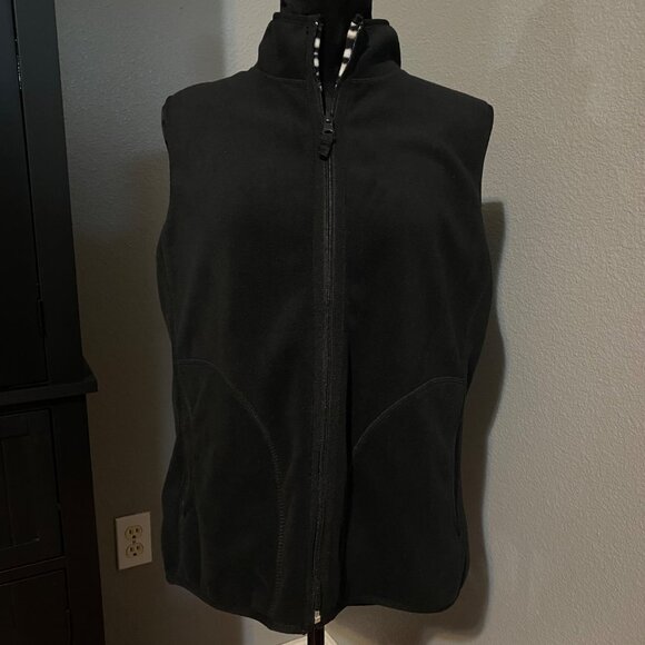 Kim Rogers Vest Womens Large Reversible Animal Print Fleece Pockets Black White - Picture 8 of 11